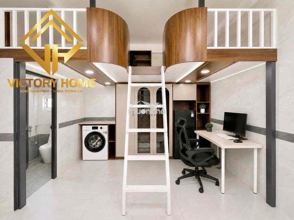 Gác cao có cửa sổ trời thang máy hầm xe máy giặt riêng ngay gần iuh - 3