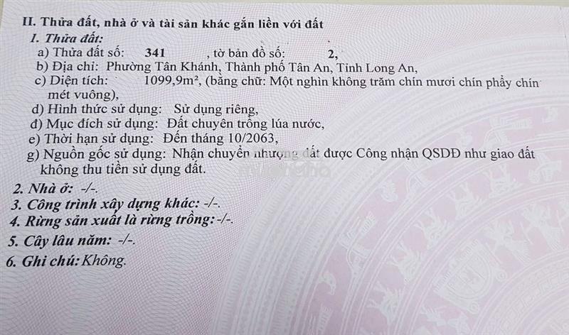 Bán đất mặt tiền chính chủ p. tân an, tỉnh tây ninh