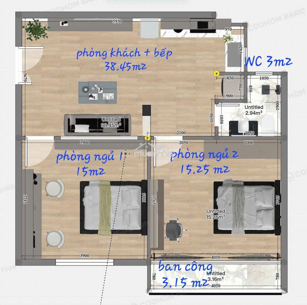 Hh 2%- căn hộ 2 pn - 65m2, cc 127b lê văn duyệt, p1 bình thạnh-3.6 tỷ - 2