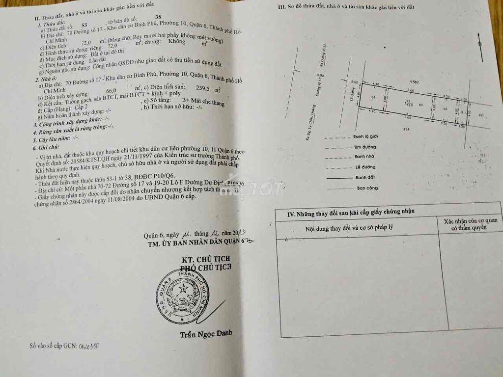 Bán nhà phố – số 70 đường 17, phường bình phú - 4