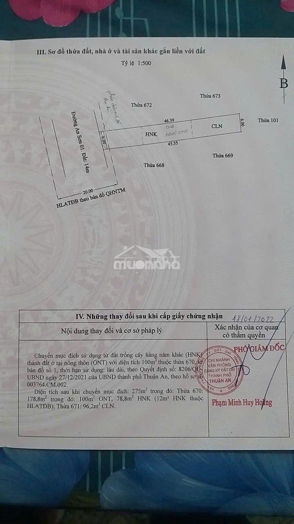 Bán lô đất mặt tiền đường an sơn 01 an sơn thuận an bình dương