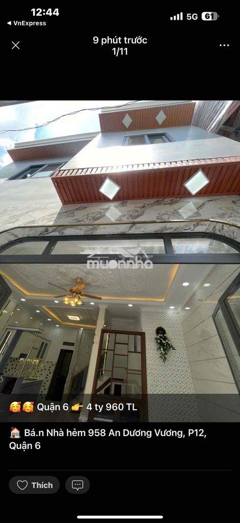 Nhà bán võ văn kiệt q6 37m2 1 lầu nhà đẹp ở liền 3.9 tỷ tl