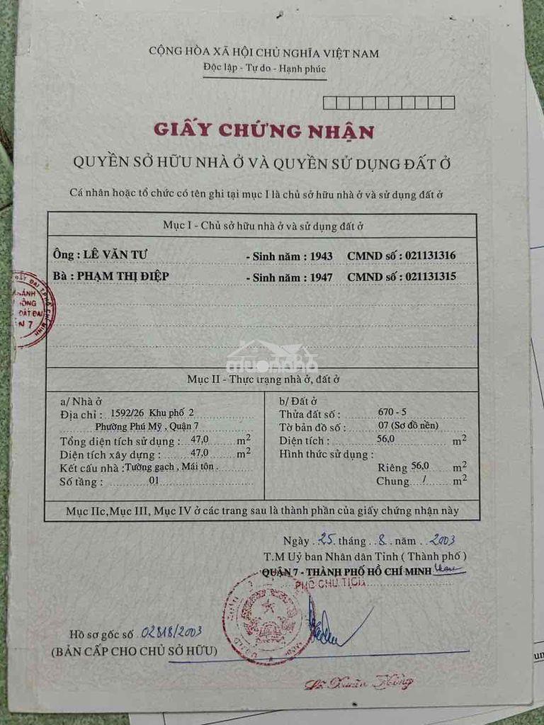 Nhà hẽm 1592 huỳnh tấn