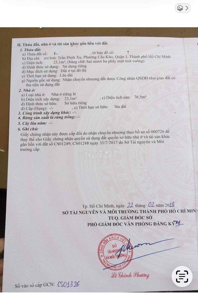 Chính chủ bán nhà tt quận 1 , nhà 4 tầng thoáng trước sau - 2
