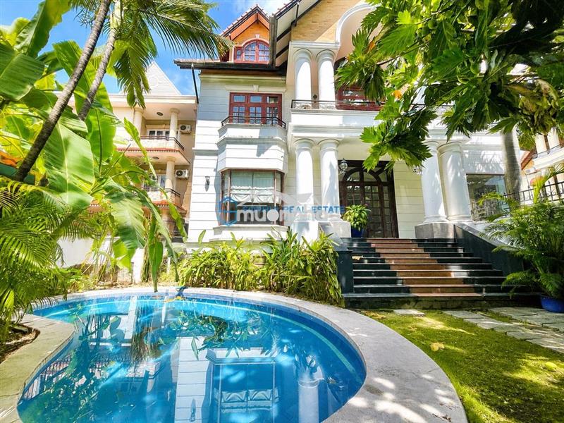 🔥Cho thuê biệt thự  view sông 16x35m 3 tầng 5pn hồ bơi sân vườn thoáng