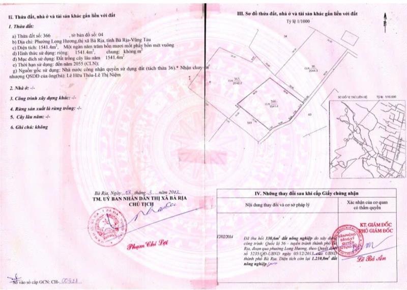 Chính chủ cần vốn làm ăn bán đất p.long hương 1541,4m2 giá chỉ 10.5 tỷ -lh 0935512366