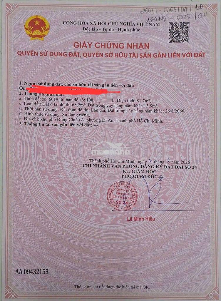 Dân cư hiện hữu 69 m