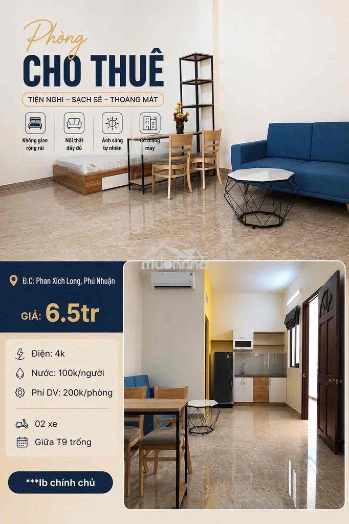 Căn hộ full nội thất đường phan xích long cho thuê chỉ 6tr5