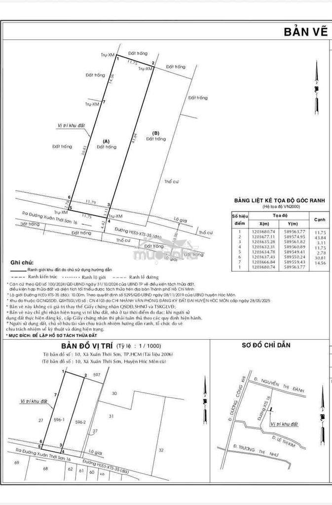 Đất thổ cư . 12x45m 2 sổ riêng 557m.   350m thổ cư . - 2