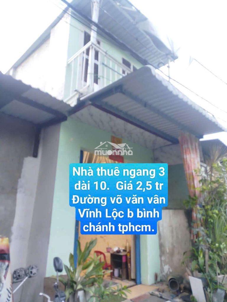 Nhà thuê 3*10 lầu suốt .2pn. đường võ văn vân vĩnh b bình chánh tphcm