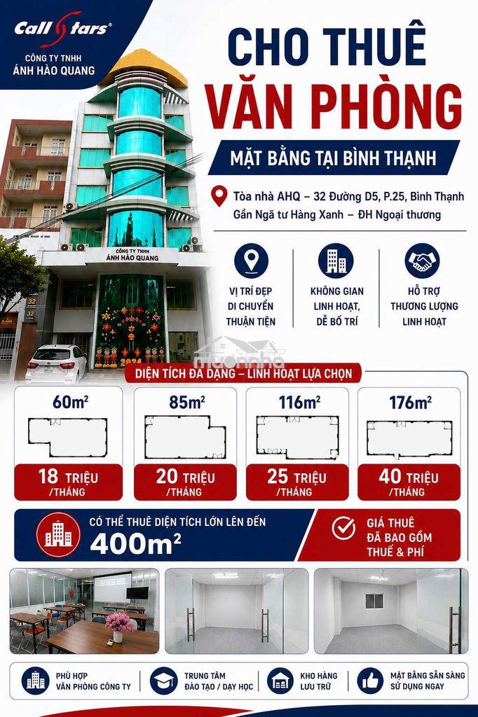 📣 Cho thuê văn phòng 60m2-400m2 – bình thạnh