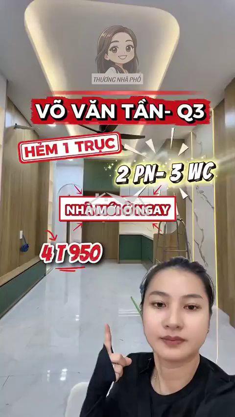 Bán nhà hẻm võ văn tần q3 3 tầng full nội thất