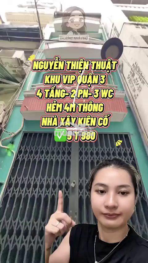 Bán nhà 4 tầng khu vip quận 3, hẻm 4m - 5.98 tỷ