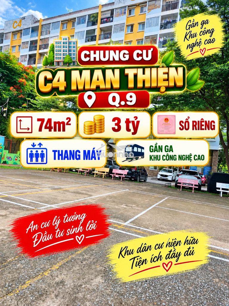 Bán căn hộ c4 man thiện q9 74m2 2pn view metro sổ sẵn