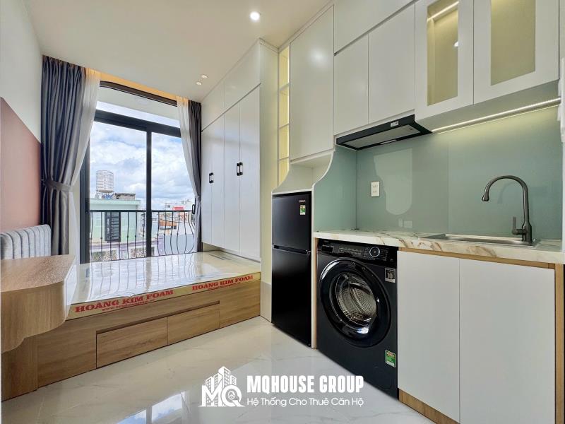 Cho thuê studio 25m2 new 100% có thang máy - máy giặt riêng ngay chợ bà chiểu - đại học văn lang - học viện cán bộ tphcm