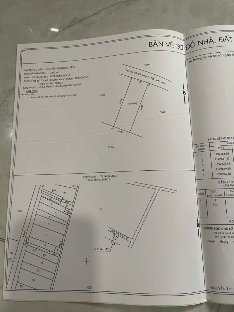 Bán đất 75m2 - 5x15 - xã bình lợi, bình chánh - ngay chợ cầu xáng - 270 triệu  - Ảnh 2
