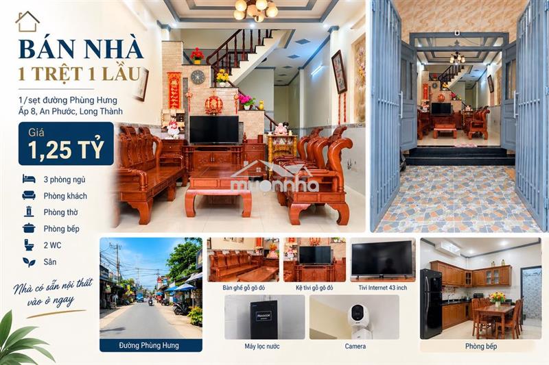Nhà 1 trệt 1 lầu đường phùng hưng, hẻm sẹt/1, 3pn, 80m2