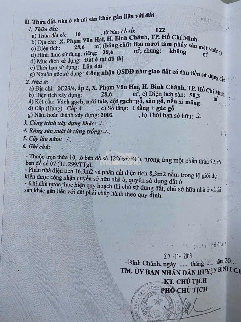 Bán căn nhà gần chợ bà lát, ấp 2, xã phạm văn hai, huyện bình chánh. - Ảnh 2