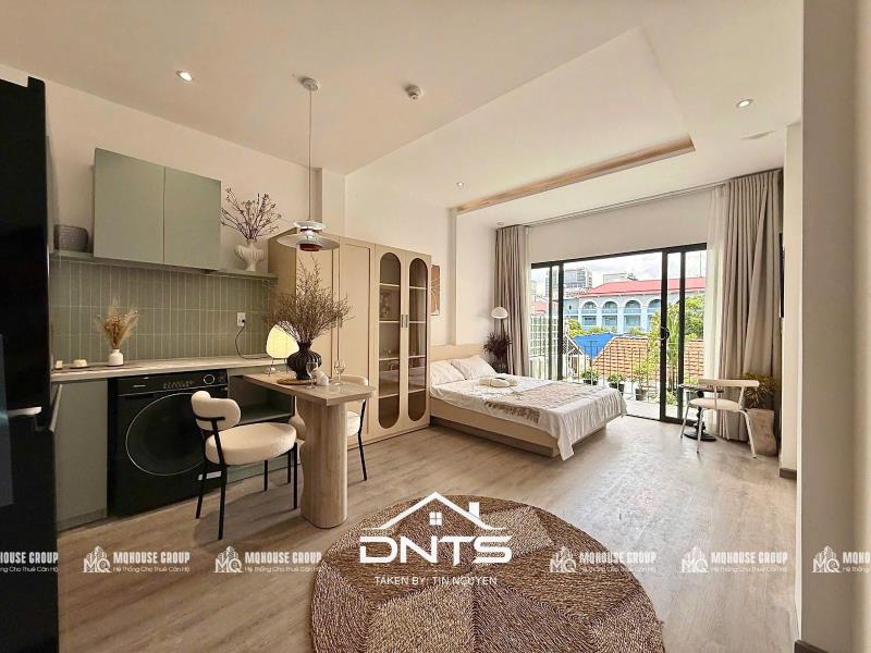 Căn hộ studio 40m2 ban công - máy giặt riêng - decor xinh xắn - gần limtower, hồ con rùa, công viên lê văn tám