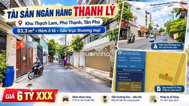 🏦 Ngân hàng thanh lý nhà thạch lam, phú thạnh, tân phú | giá 6 tỷ xxx